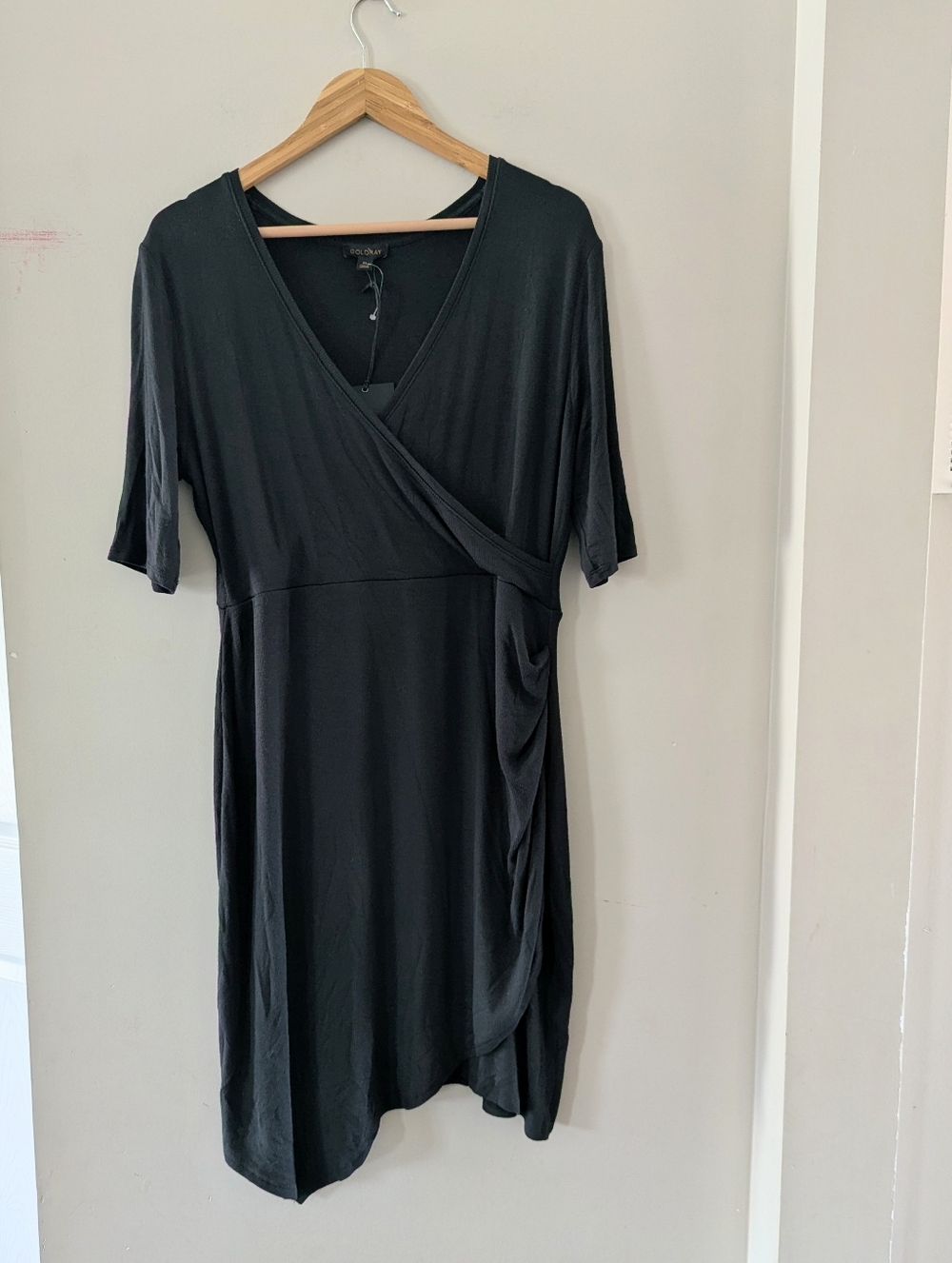 Goldray Stitch Fix Black Blaise Ribbed Knit Asymmetrical Hem Dress NWT XL Career